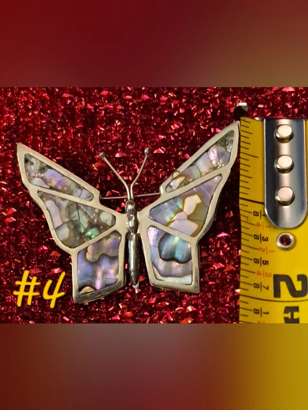 Abalone Inlay Butterfly Brooch - Iridescent Multi-Color